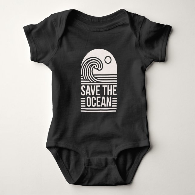 Save the ocean protection conservation black baby strampler (Vorderseite)