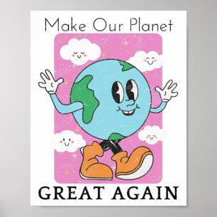 Save the Planet Recycle Funny Earth Day Vintag Poster