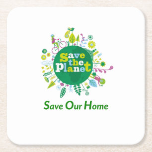 "Save the Planet: Rett Our Zuhause"-Nachricht insp Rechteckiger Pappuntersetzer