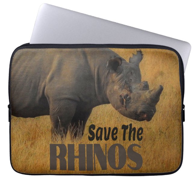Save The Rhinos Laptopschutzhülle (Vorderseite)