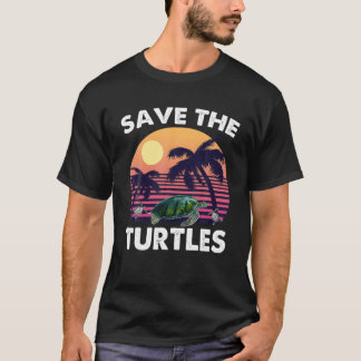 Save The Turtles Animal Rights Retro Style Sea Tur T-Shirt