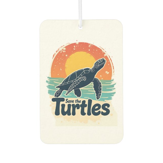 Save The Turtles Animal Rights Sea Turtle Retro St Autolufterfrischer (Vorderseite)