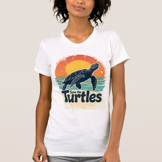 Save The Turtles Animal Rights Sea Turtle Retro St T-Shirt (Vorderseite)