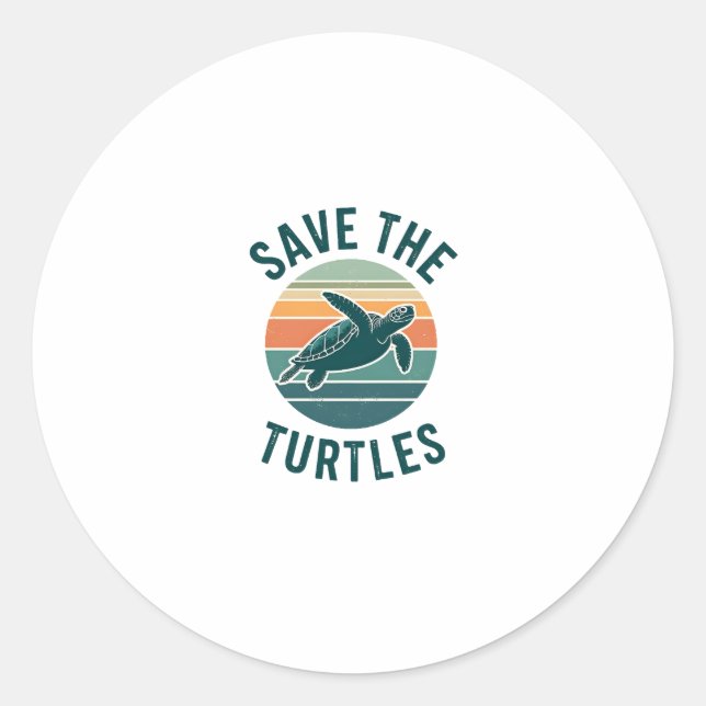 Save The Turtles Animal Turtle Pet Lover (2) Runder Aufkleber (Vorderseite)