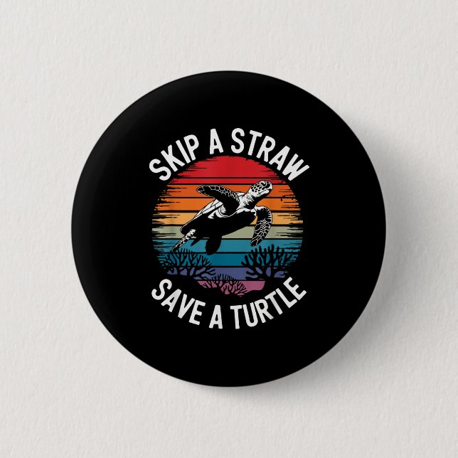 Save Turtles Sea Ocean Turtle Shirt  Button (Vorderseite)