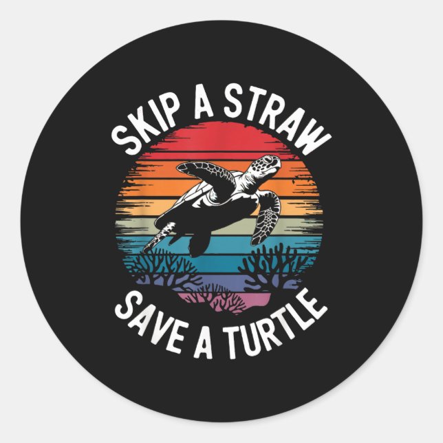 Save Turtles Sea Ocean Turtle Shirt  Runder Aufkleber (Vorderseite)