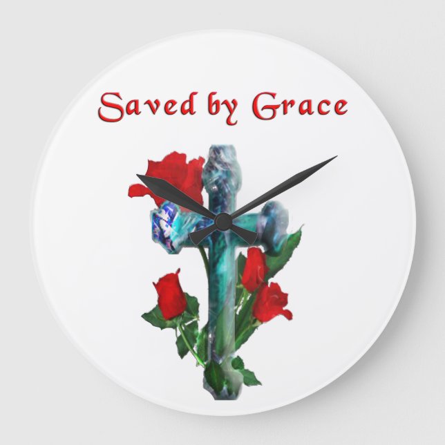 Saved by Grace Große Wanduhr (Vorderseite)