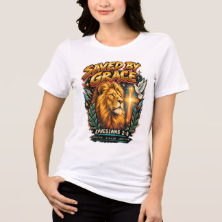 Saved by Grace Löwe Christlicher Glaube T-Shirt Tri-Blend Shirt