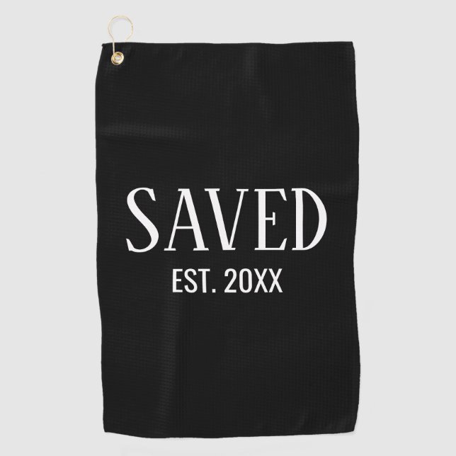 Saved Est Established White Caps Christian Golfhandtuch (Vorderseite)