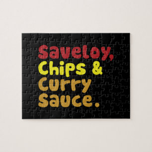 Saveloy, Chips & Curry Sauce.