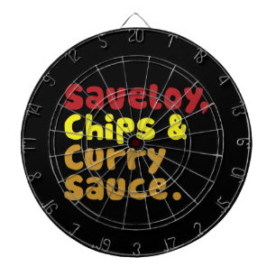 Saveloy, Chips & Curry Sauce. Dartscheibe