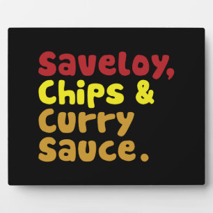 Saveloy, Chips & Curry Sauce. Fotoplatte