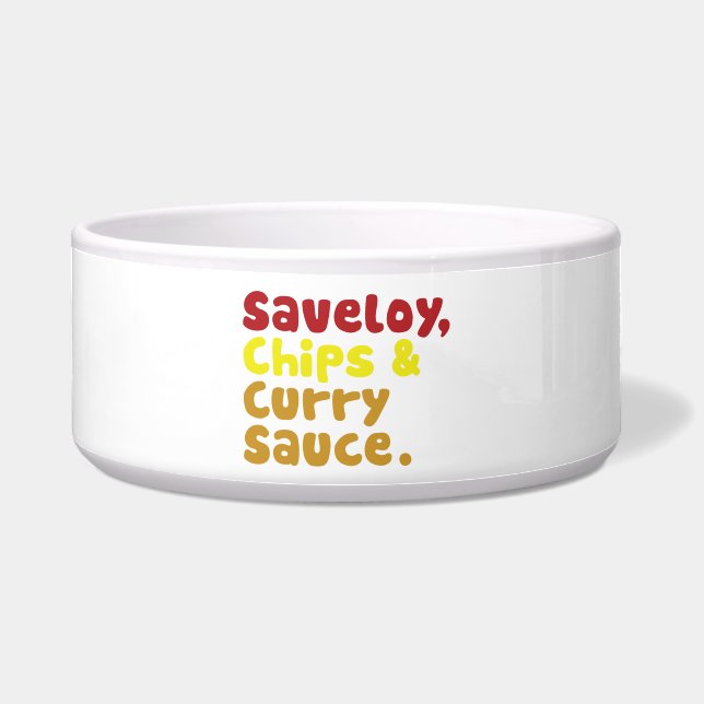 Saveloy, Chips & Curry Sauce. Napf (Vorderseite)