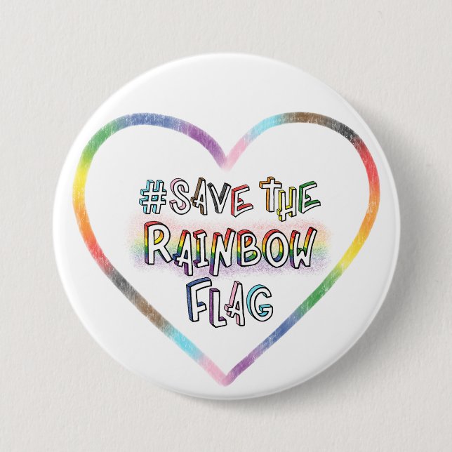 #SaveTheRainbowFlag handgeschriebene LGBTQ+-Rechte Button (Vorderseite)