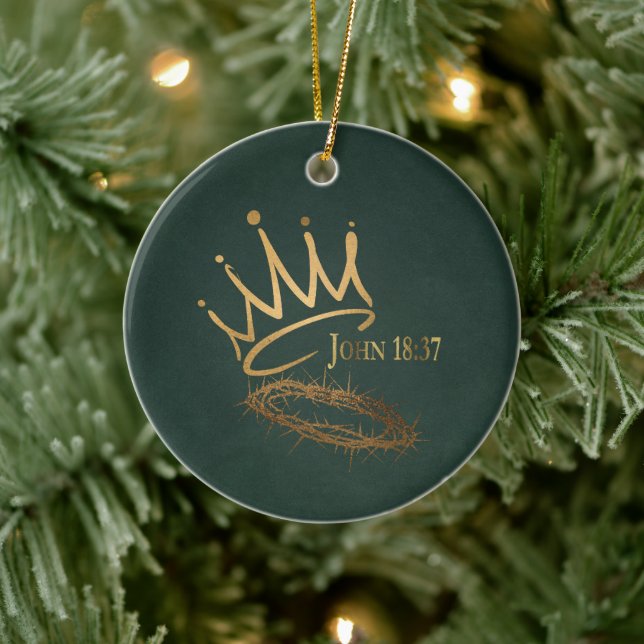 SAVIOR KING Elegante Grün/Gold Weihnachten Keramik Ornament (Baum)