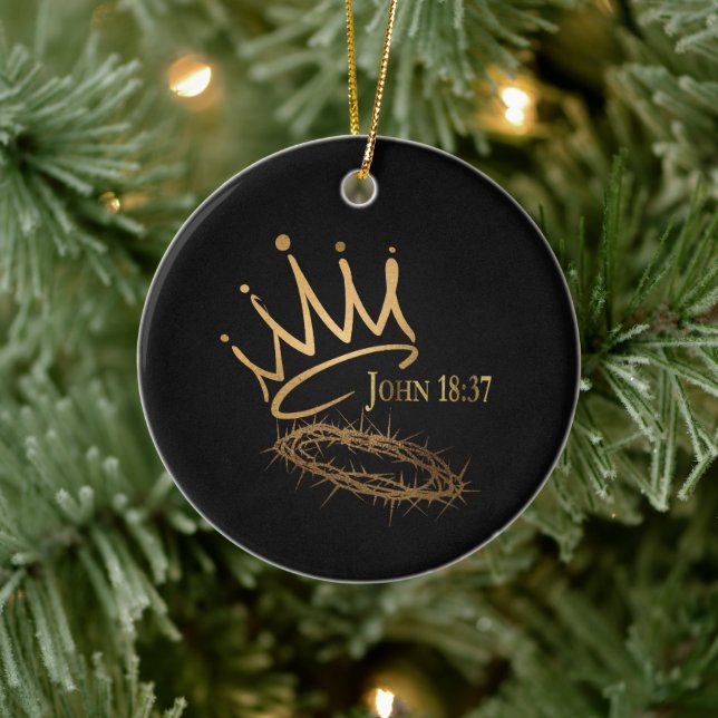 SAVIOR KING Elegante Schwarz/Gold Weihnachten Keramik Ornament (Baum)
