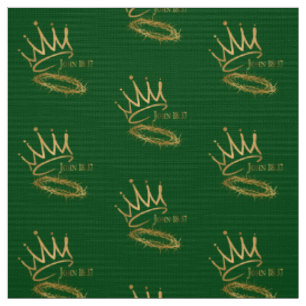 SAVIOR KING JESUS Green/Gold Crown Muster Stoff