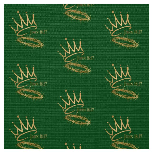 SAVIOR KING JESUS Green/Gold Crown Muster Stoff (Muster)