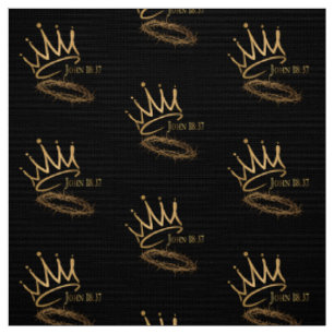 SAVIOR KING JESUS Schwarz/Gold Kronen-Muster Stoff