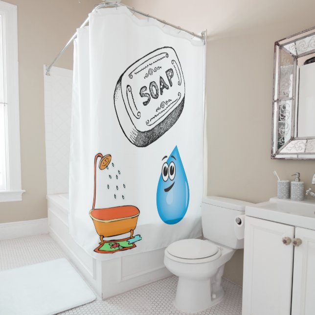 Savon de rideau de douche (En situation)