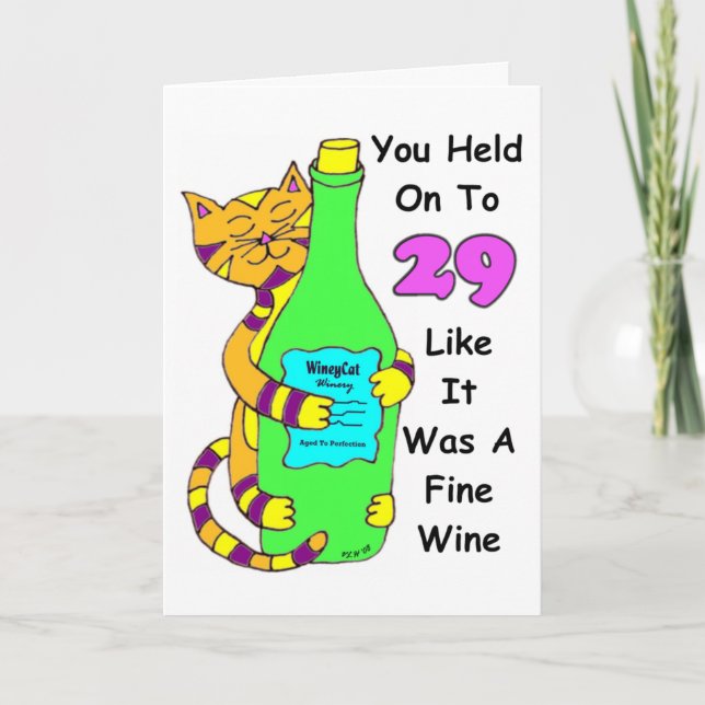 Savor la carte d'anniversaire Winey du chat 30 (Devant)