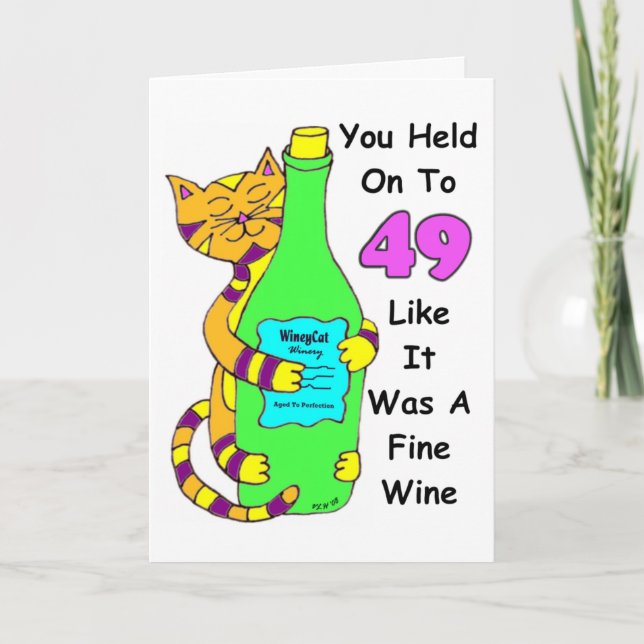 Savor la carte d'anniversaire Winey du chat 50 (Devant)