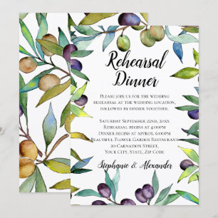 Savory Olives Tuscan Watercolor Probe Abendessen Einladung