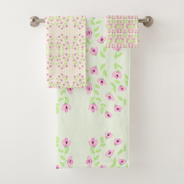 Savoureux Ensemble De Serviettes Florales Rose (En situation)