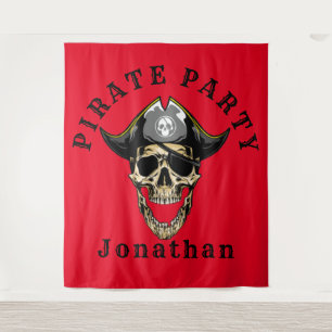 Savvy Pirate Skull Ghost Wandteppich