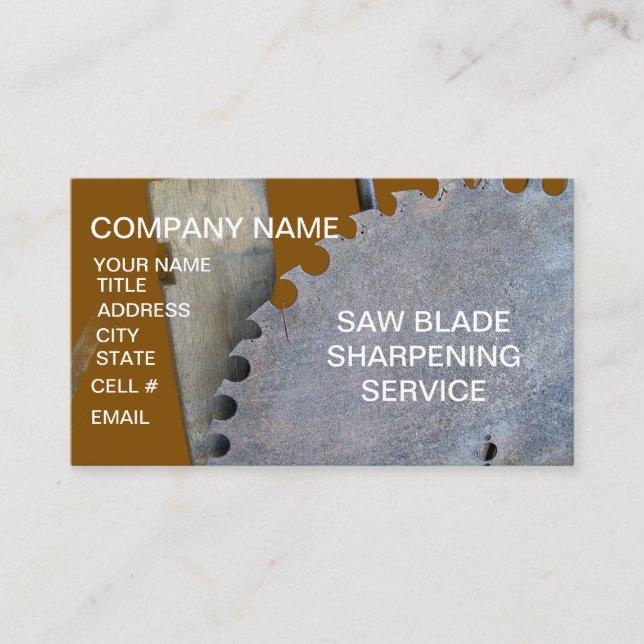 Sawmill Blade Sharpening  Business Card Visitenkarte (Vorderseite)