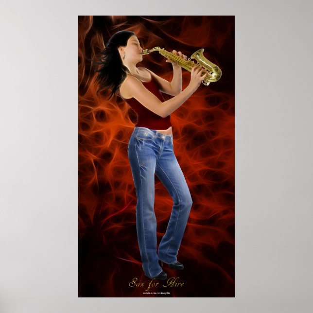 "SAX FOR HIRE" SAXOPHONE Musik Lover Art Poster (Vorne)