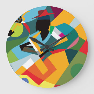 Sax Player, Abstrakt Cubic Jazz. Große Wanduhr