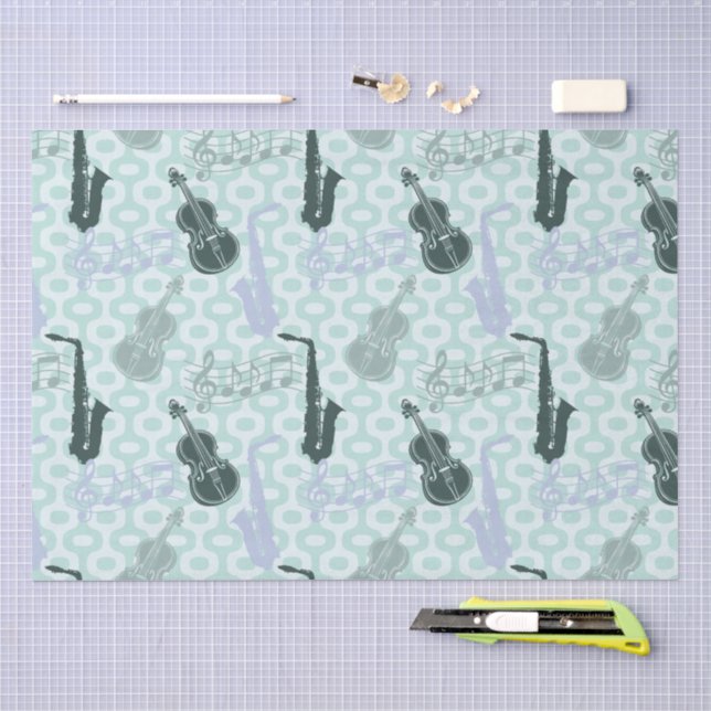 Sax- und Violinenmuster Seidenpapier (Handwerk)