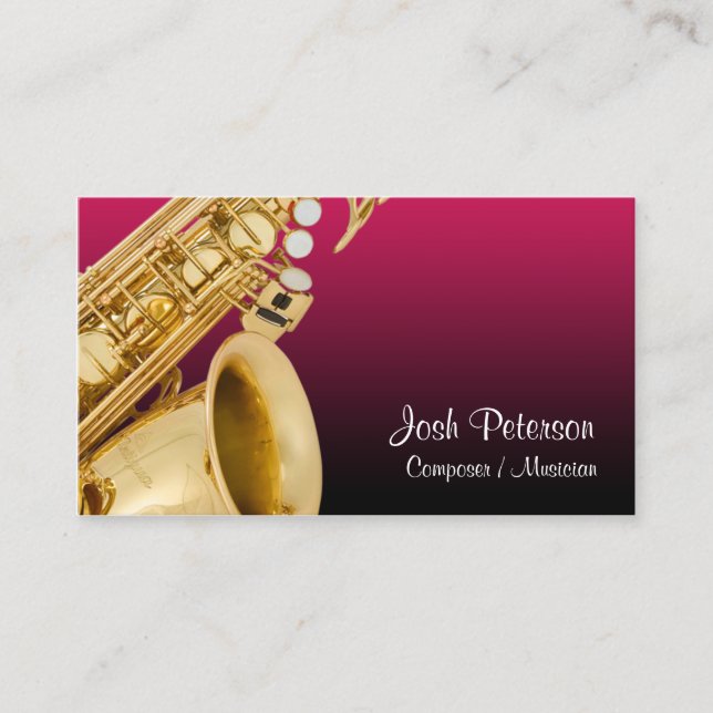 Saxaphone Red Gradient Business Card Visitenkarte (Vorderseite)