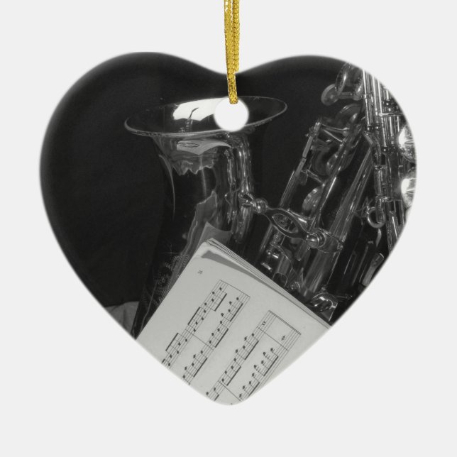 Saxaphone und Noten Keramikornament (Vorne)