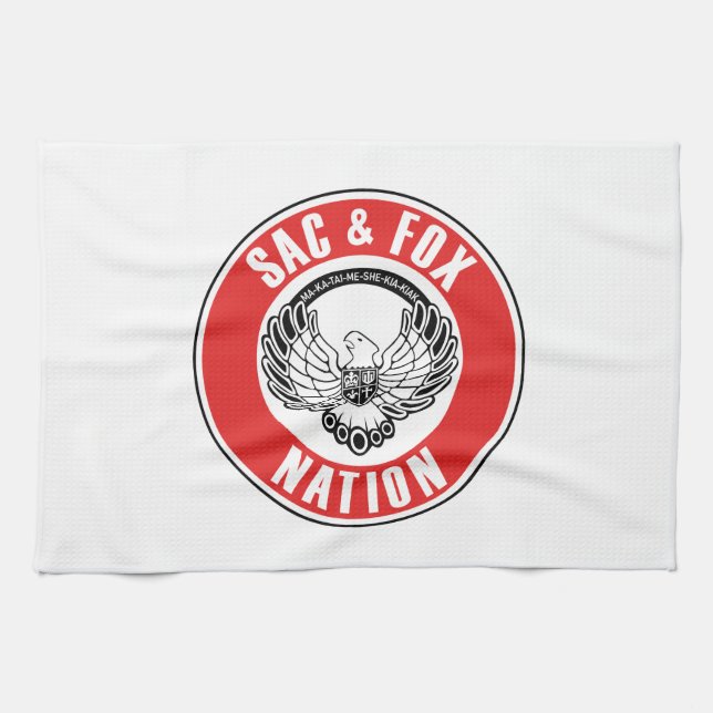 saxfox flagamerican native usa ethnische Symbol in Geschirrtuch (Horizontal)