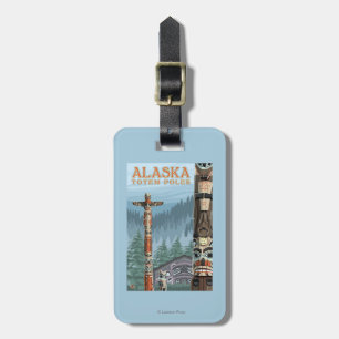 Saxman Totem-Dorf-Vintages Reise-Plakat Gepäckanhänger