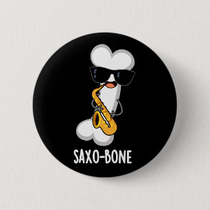 Saxo-bone Funny Bone Funny Music Pun Dark BG Button