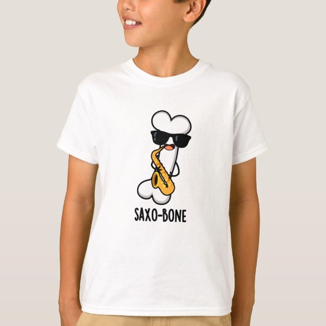 Saxo-bone Funny Bone Funny Music Pun T-Shirt (Vorderseite)