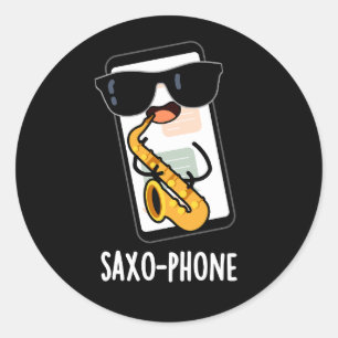 Saxo-phone Lustige Handyscherze Dunkler Hintergrun Runder Aufkleber