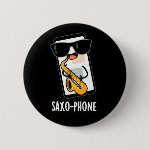Saxo-Telefon Funny Handy Puns Dark BG Button