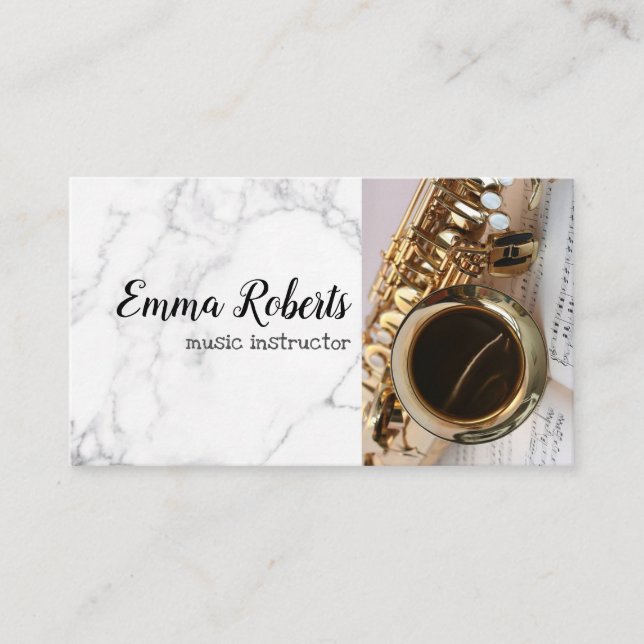 Saxofone | Carte de visite d'instructeur de musiqu (Devant)