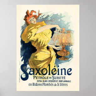SAXOLEINE HUILE LAMP Ancien poster français Annonc