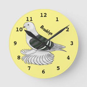 Saxon Shield Taube Cartoon Runde Wanduhr