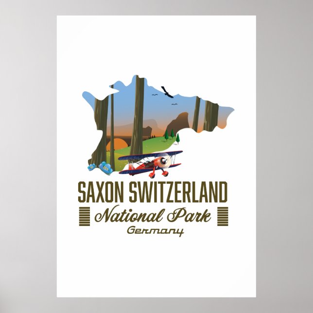 Saxon Switzerland National Park Germany map Poster (Vorne)