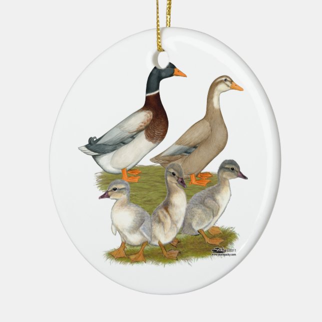 Saxony Duck Family Keramik Ornament (Links)