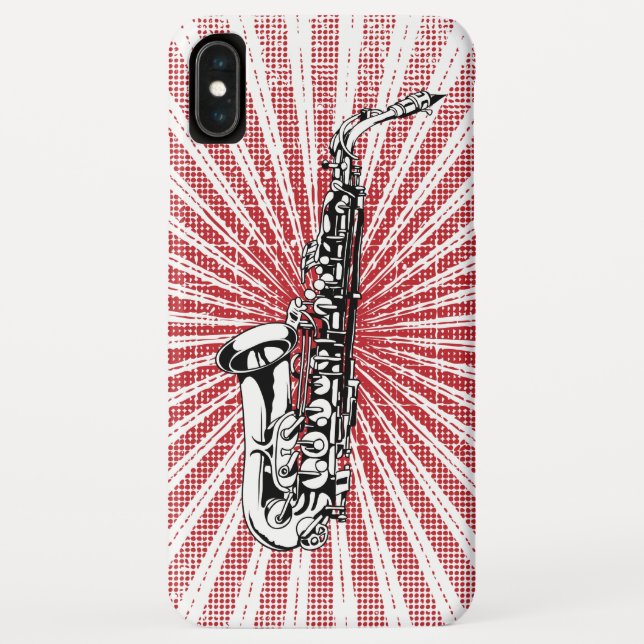 Saxophon auf Schmutz-Rot-Sonnendurchbruch Case-Mate iPhone Hülle (Rückseite)