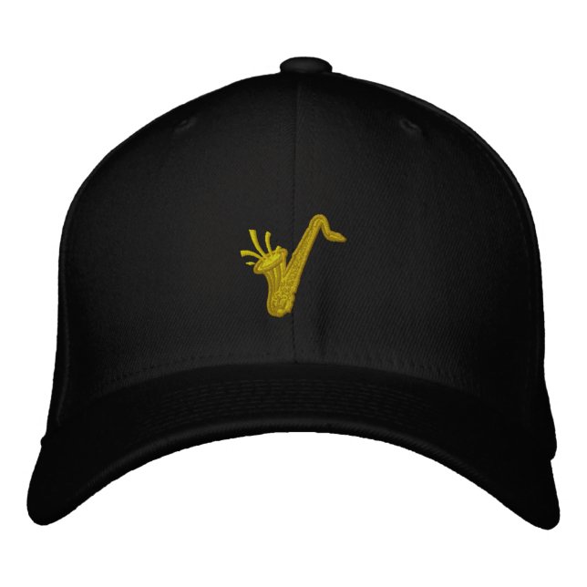 Saxophon bestickte Mütze Baseballkappe (Vorderseite)