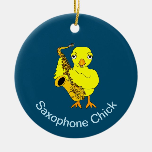 Saxophon Chick Keramik Ornament (Vorne)