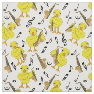 Saxophon Chick Musiknoten Stoff